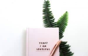 Notebook with "Today I am grateful"