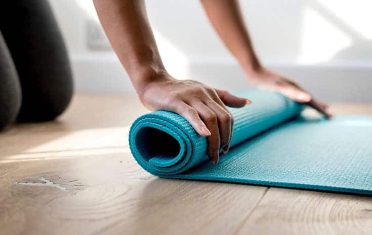 yoga mat rolled up