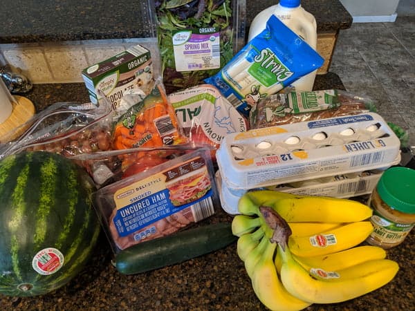 These are the only groceries we purchased for our eat down the pantry challenge