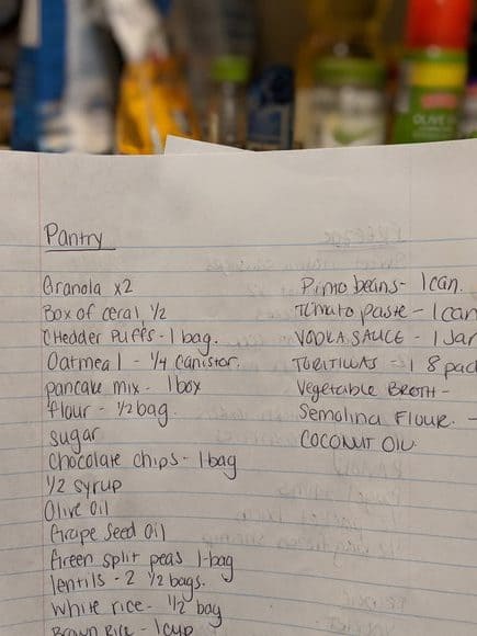 pantry inventory list for eat down the pantry challenge