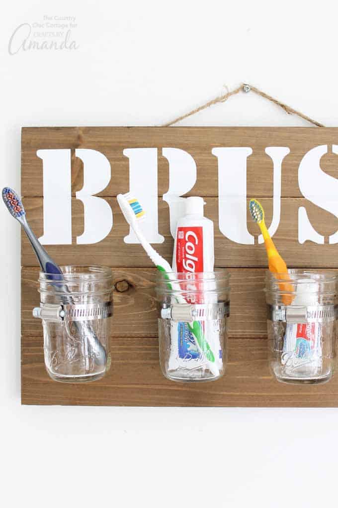 DIY Mason Jar Bathroom Organizer