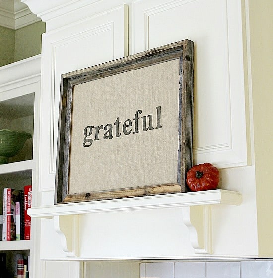 DIY Framed Burlap Grateful Sign