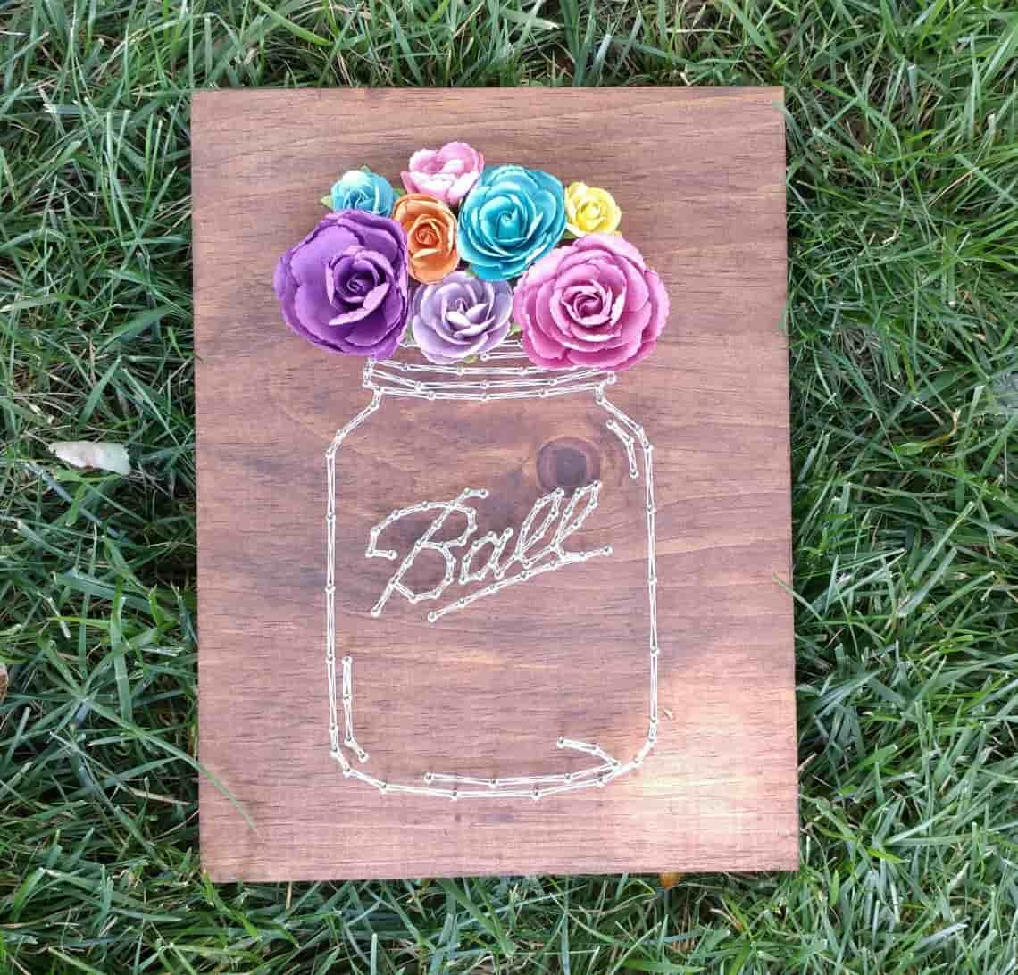 DIY Farmhouse Decor Mason Jar String Art