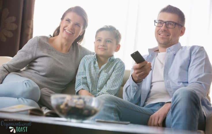 family watching movie together