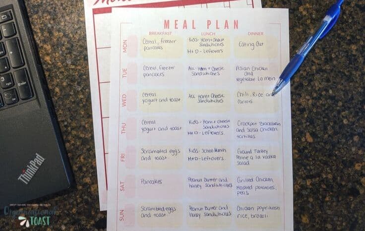 Meal Plan Written Out