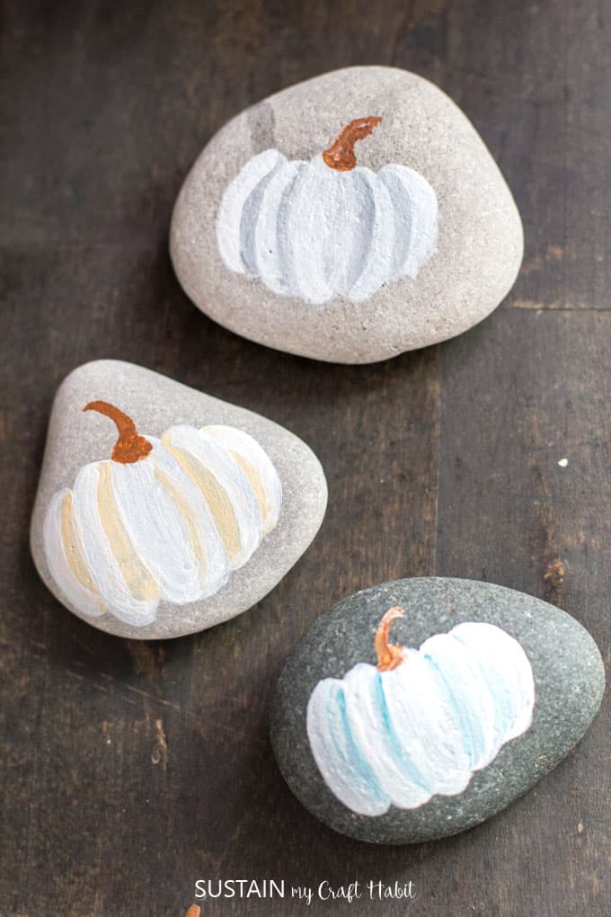 pumpkin painted rock